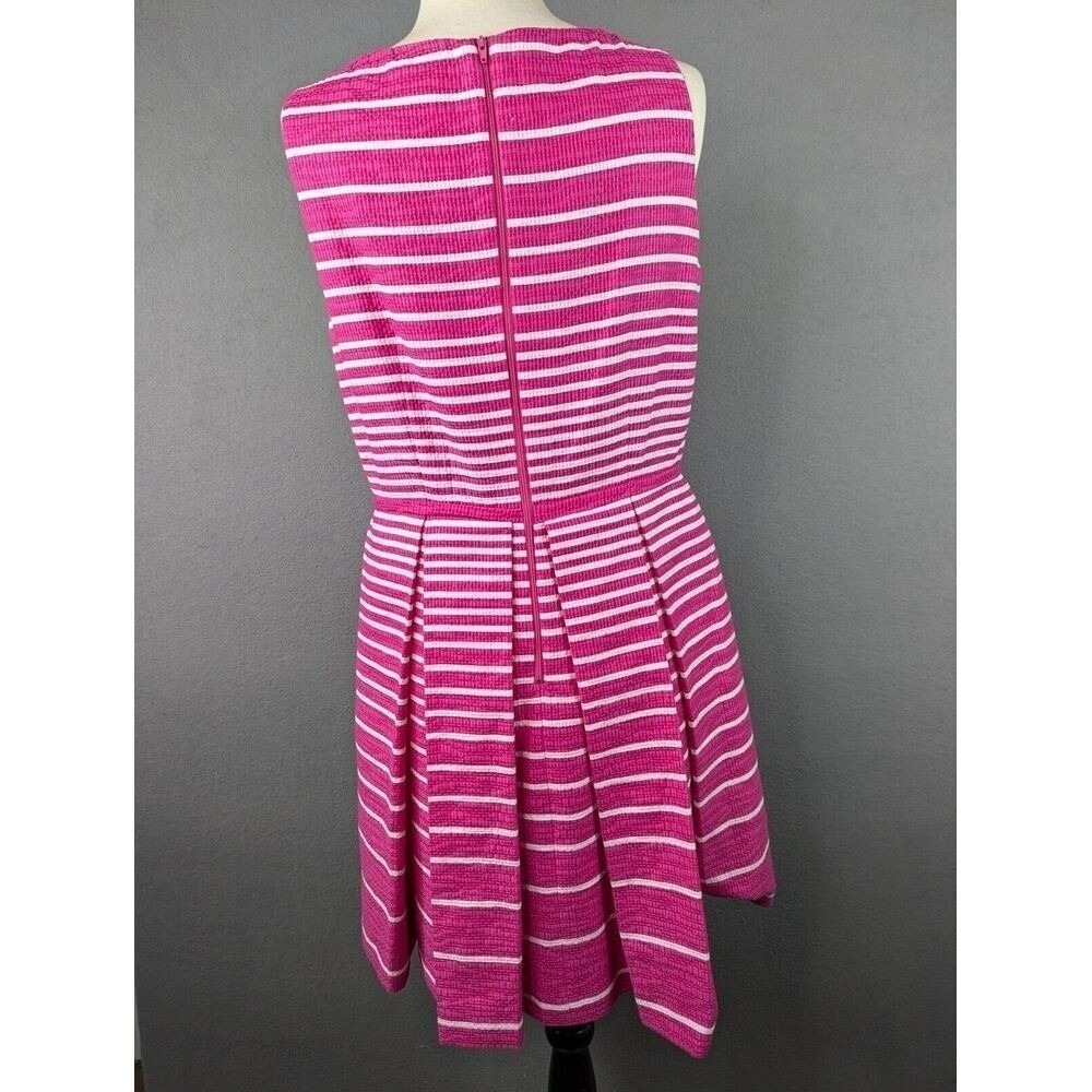 Taylor Dress Womens Size 10 Fit & Flare Pleated Pink Wht Striped Coastal Cool - Picture 11 of 16